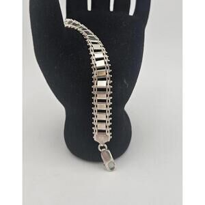 7in Unique Ladder or Railroad Track Sterling Silver Bracelet